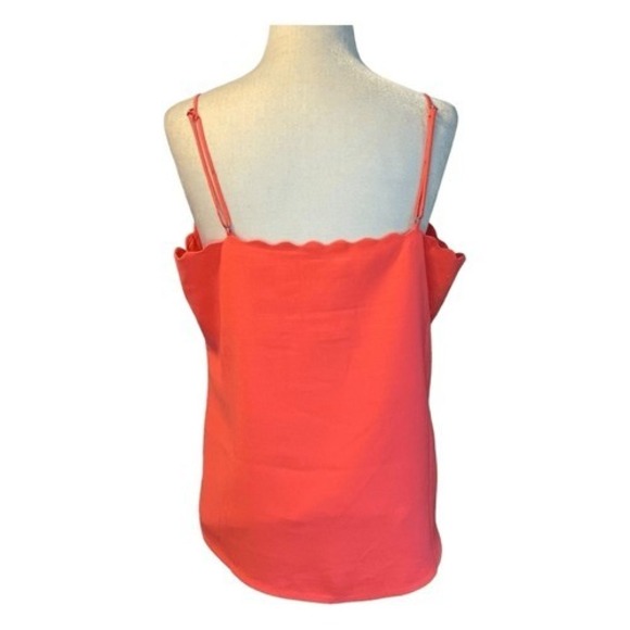 J. Crew Scalloped Camisole Top Neon Coral Pink V-Neck Adjustable Straps 8 - Picture 6 of 11